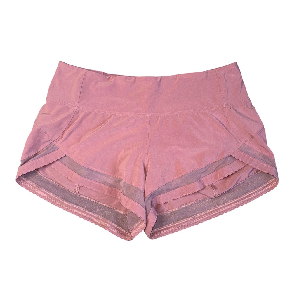 Lululemon Time to Sweat Short Women 6 Pink Good Scalloped Mesh Running Athletic